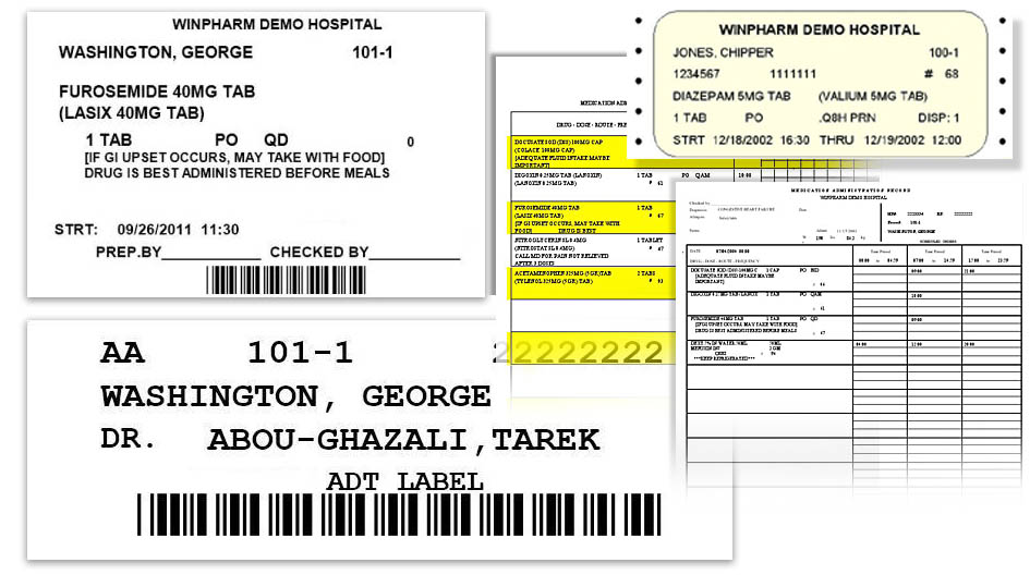 Examples of WinPharm labels and reports